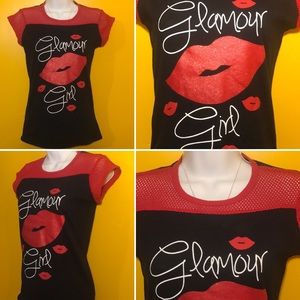 💖 Short Sleeve GLAMOUR GIRL Shirt Top Size 14/16